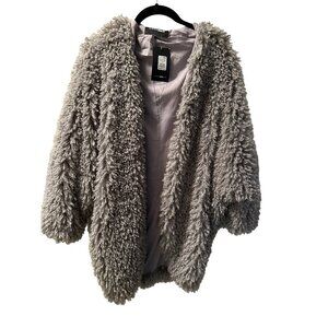 NWT Fashion Nova Gray Warm Embrace Faux Fur Jacket Size Small / Medium